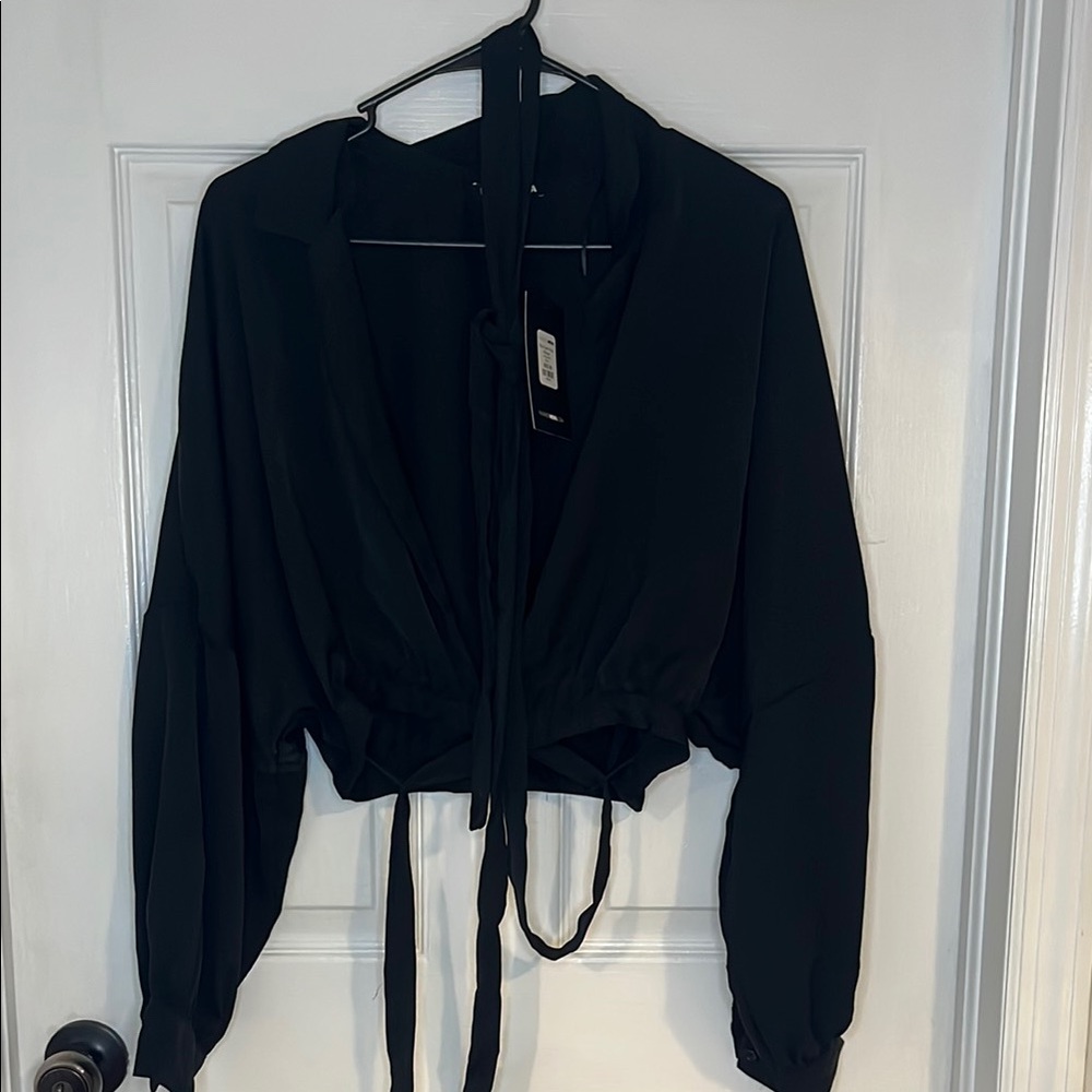 Fashion Nova Black Wrap Blouse